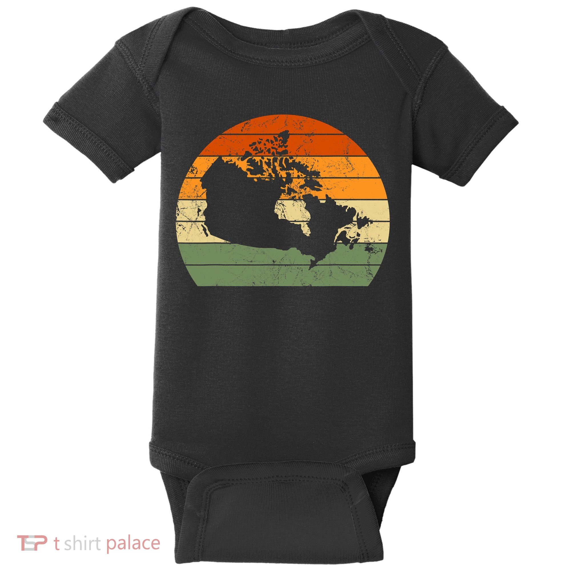 Retro Canada Canadian Map Sunset Canada Day Baby Bodysuit