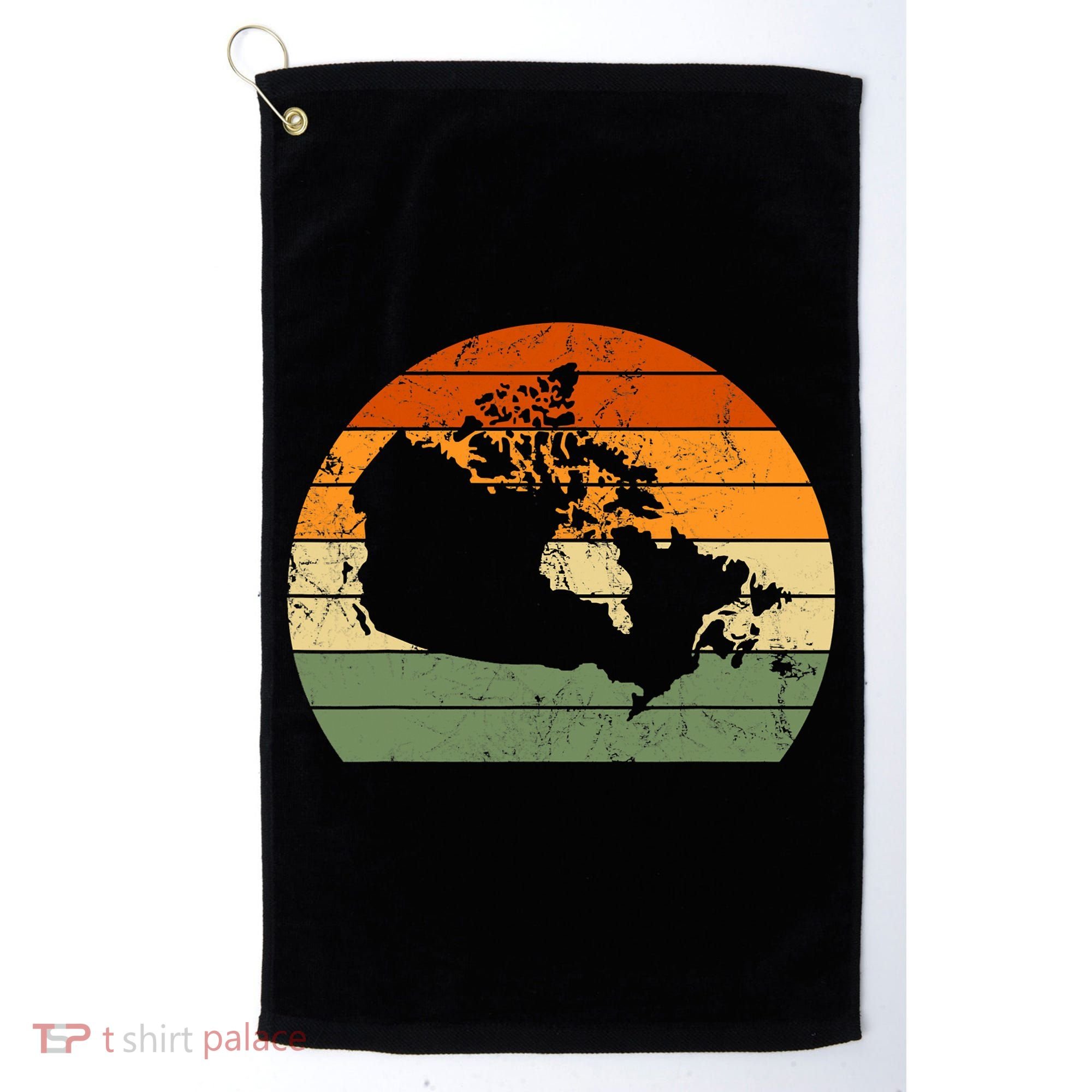 Retro Canada Canadian Map Sunset Canada Day Golf Towel