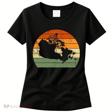 Retro Canada Canadian Map Sunset Canada Day Women's T-Shirt