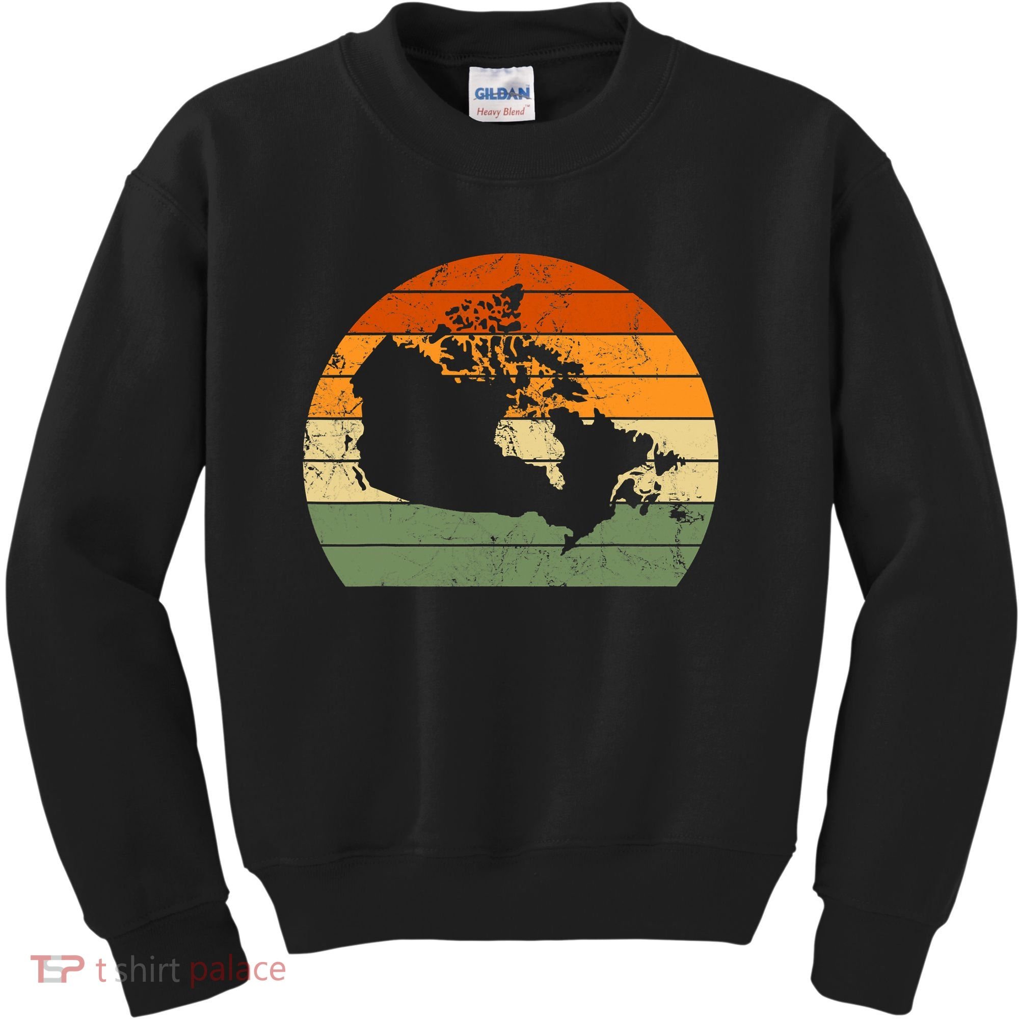 Retro Canada Canadian Map Sunset Canada Day Kids Sweatshirt