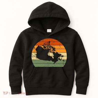 Retro Canada Canadian Map Sunset Canada Day Kids Hoodie