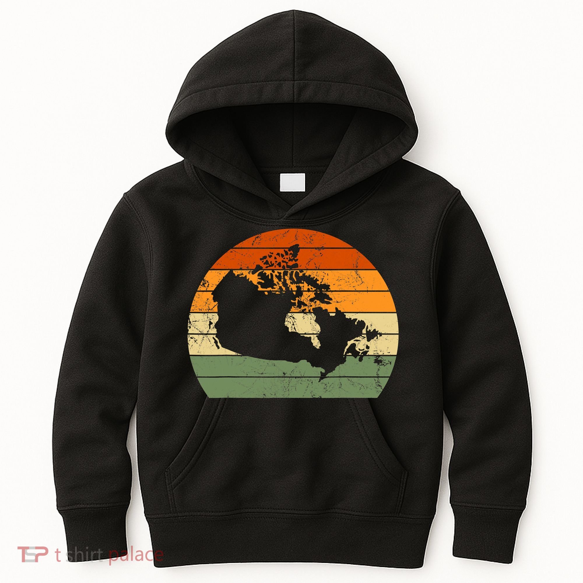 Retro Canada Canadian Map Sunset Canada Day Kids Hoodie