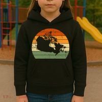 Retro Canada Canadian Map Sunset Canada Day Kids Hoodie thumb 3