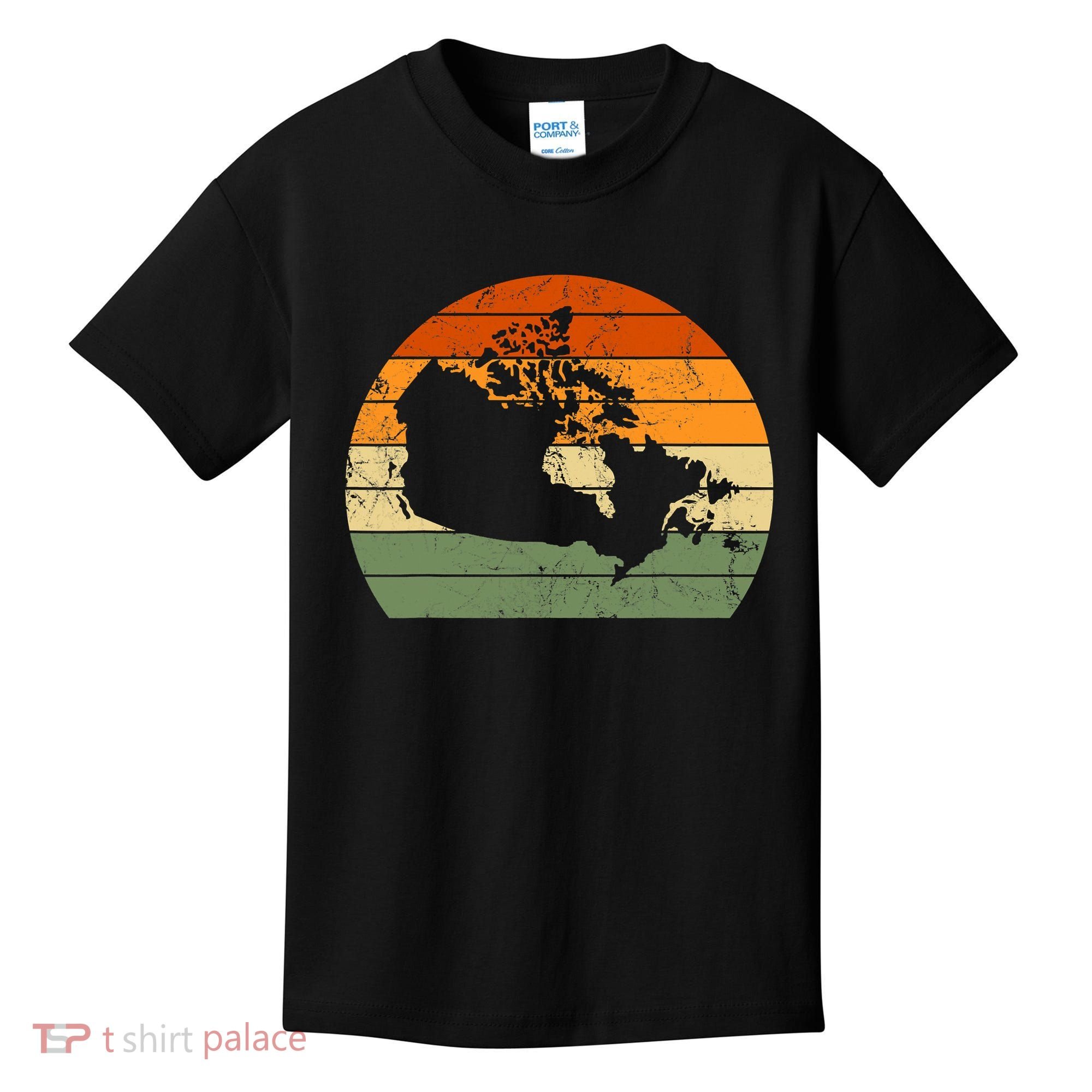 Retro Canada Canadian Map Sunset Canada Day Kids T-Shirt
