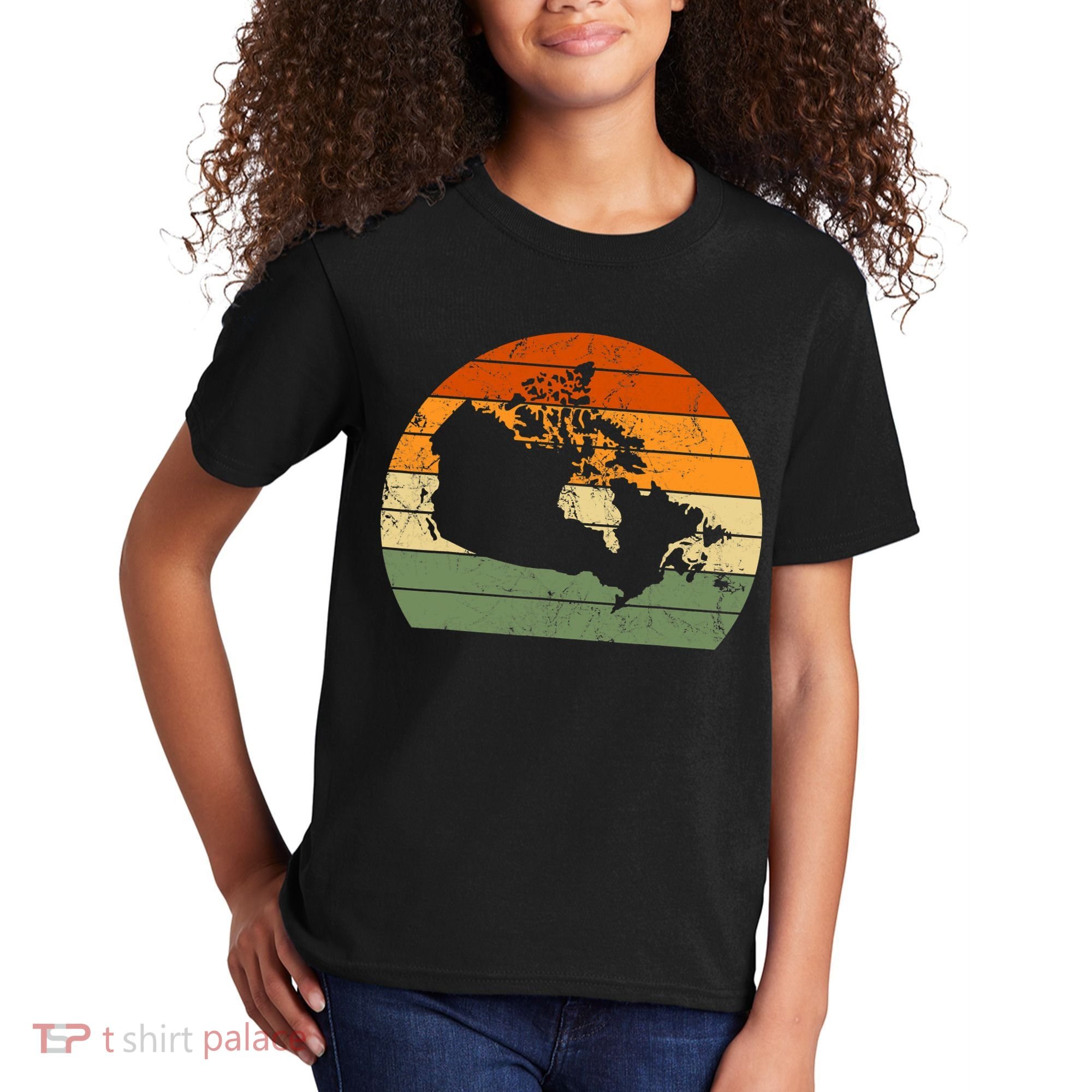 Retro Canada Canadian Map Sunset Canada Day Kids T-Shirt