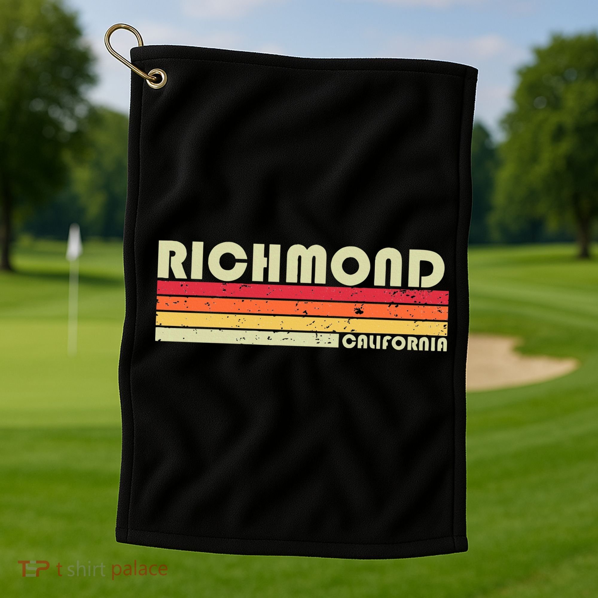 Richmond Ca California Funny City Home Roots Gift Retro 80s Golf Towel