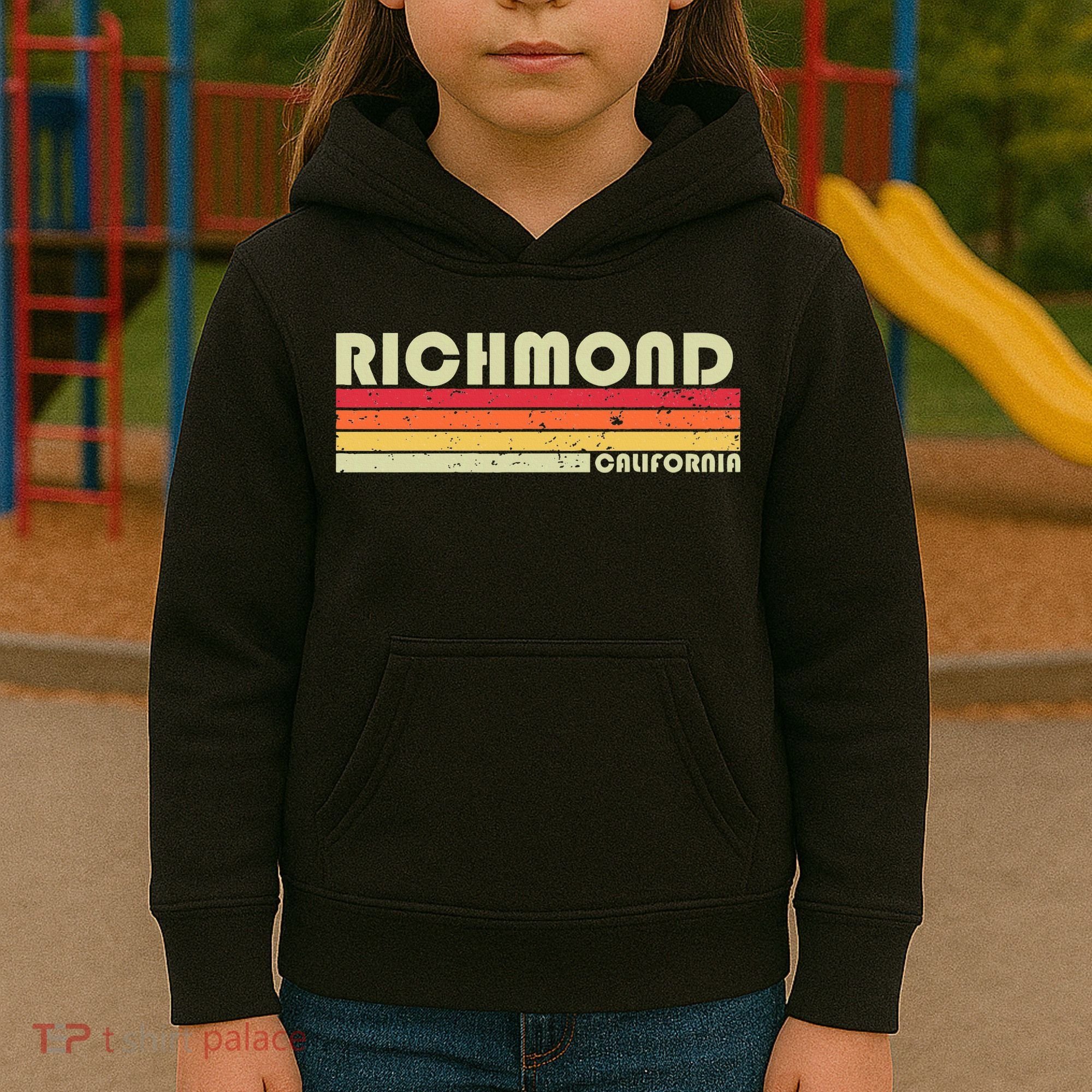 Richmond Ca California Funny City Home Roots Gift Retro 80s Kids Hoodie