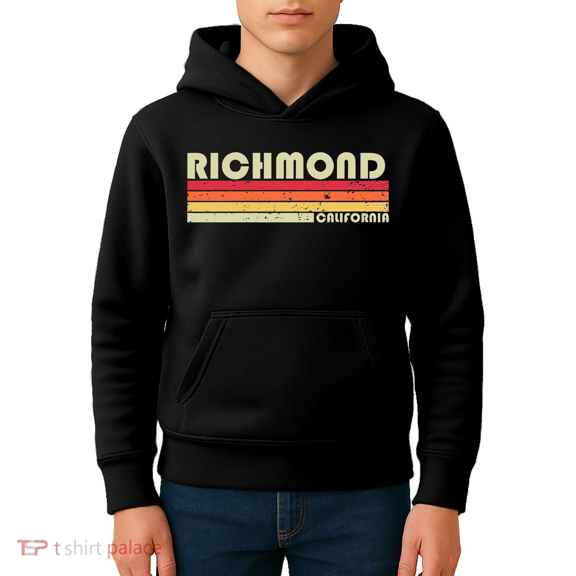 Richmond Ca California Funny City Home Roots Gift Retro 80s Kids Hoodie