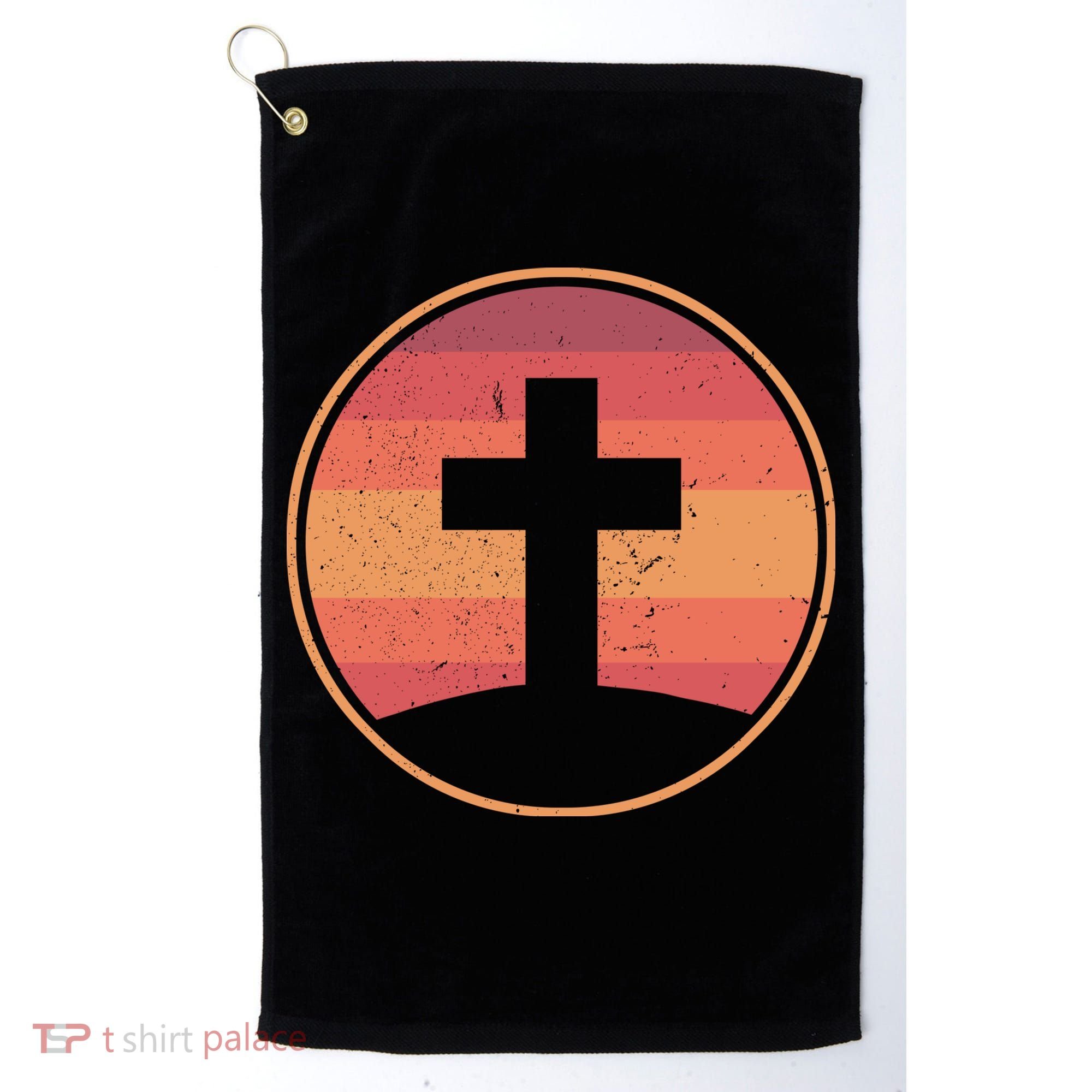 Retro Christian Cross Golf Towel
