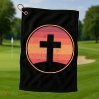 Retro Christian Cross Golf Towel thumb 1