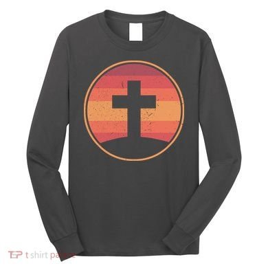 Retro Christian Cross Long Sleeve Shirt