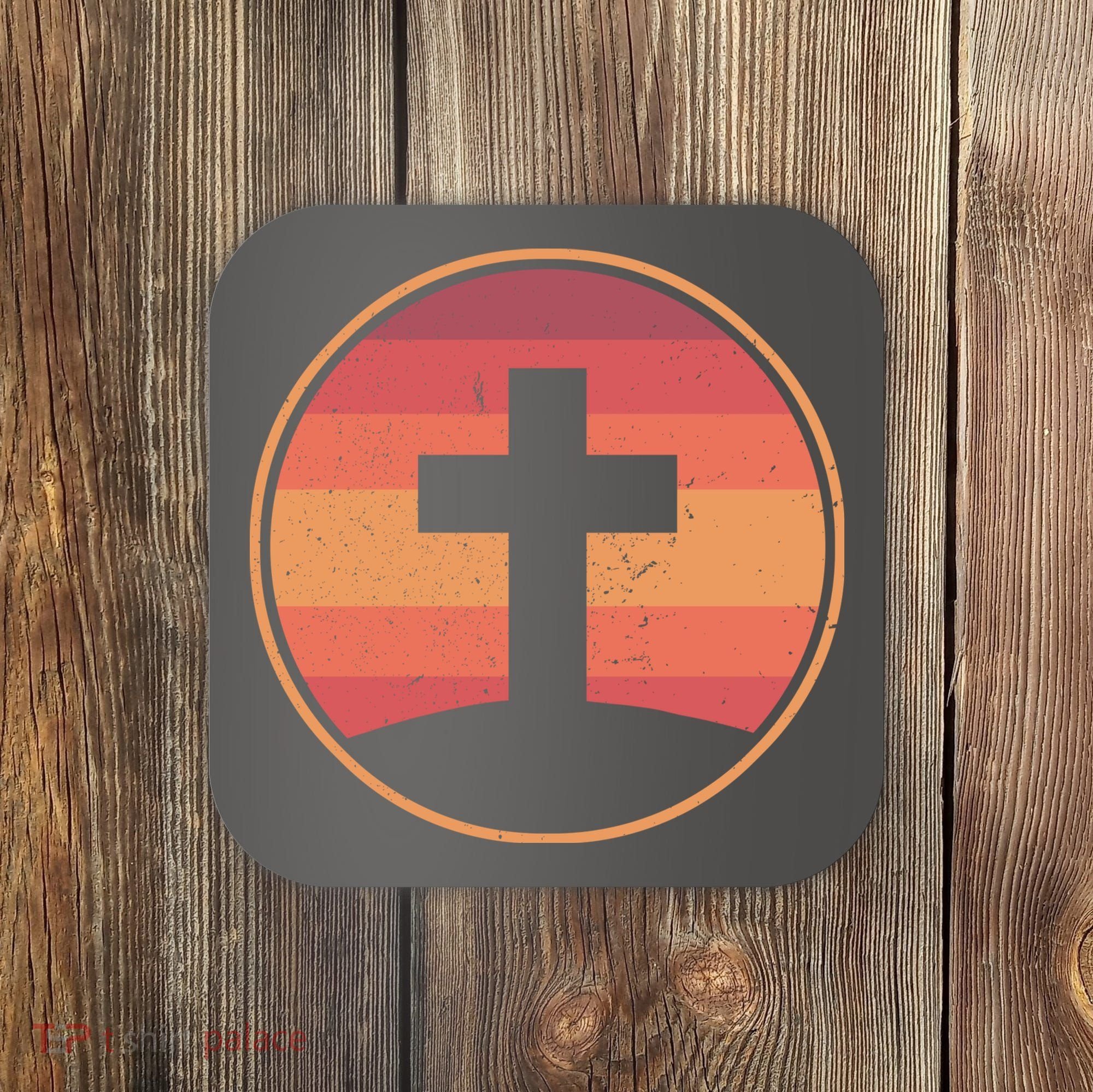 Retro Christian Cross Coaster