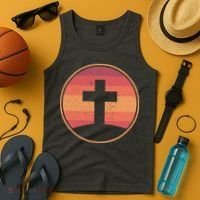 Retro Christian Cross Tank Top thumb 4