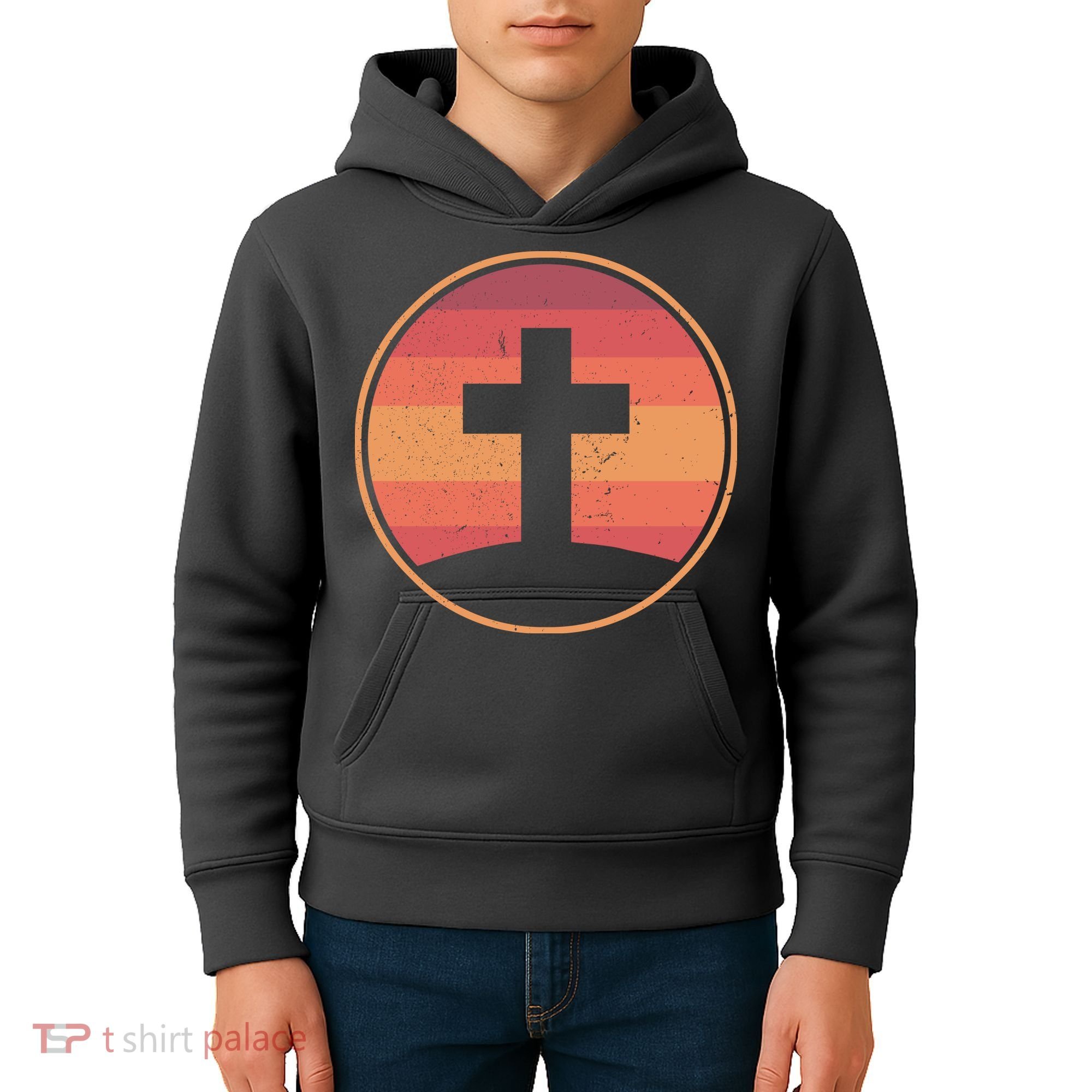 Retro Christian Cross Kids Hoodie