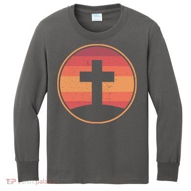 Retro Christian Cross Kids Long Sleeve Shirt