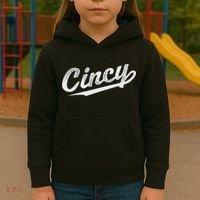 Retro Cincy Cincinnati Ohio Vintage Cursive Script Throwback Kids Hoodie thumb 3