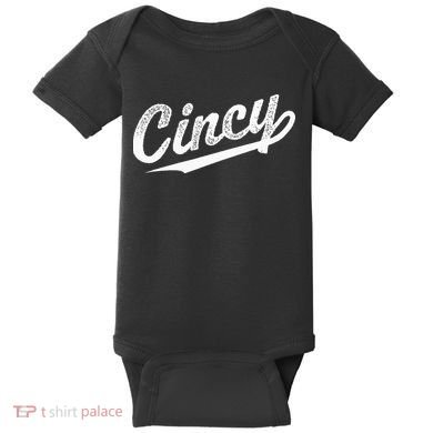 Retro Cincy Cincinnati Ohio Vintage Cursive Script Throwback Baby Bodysuit