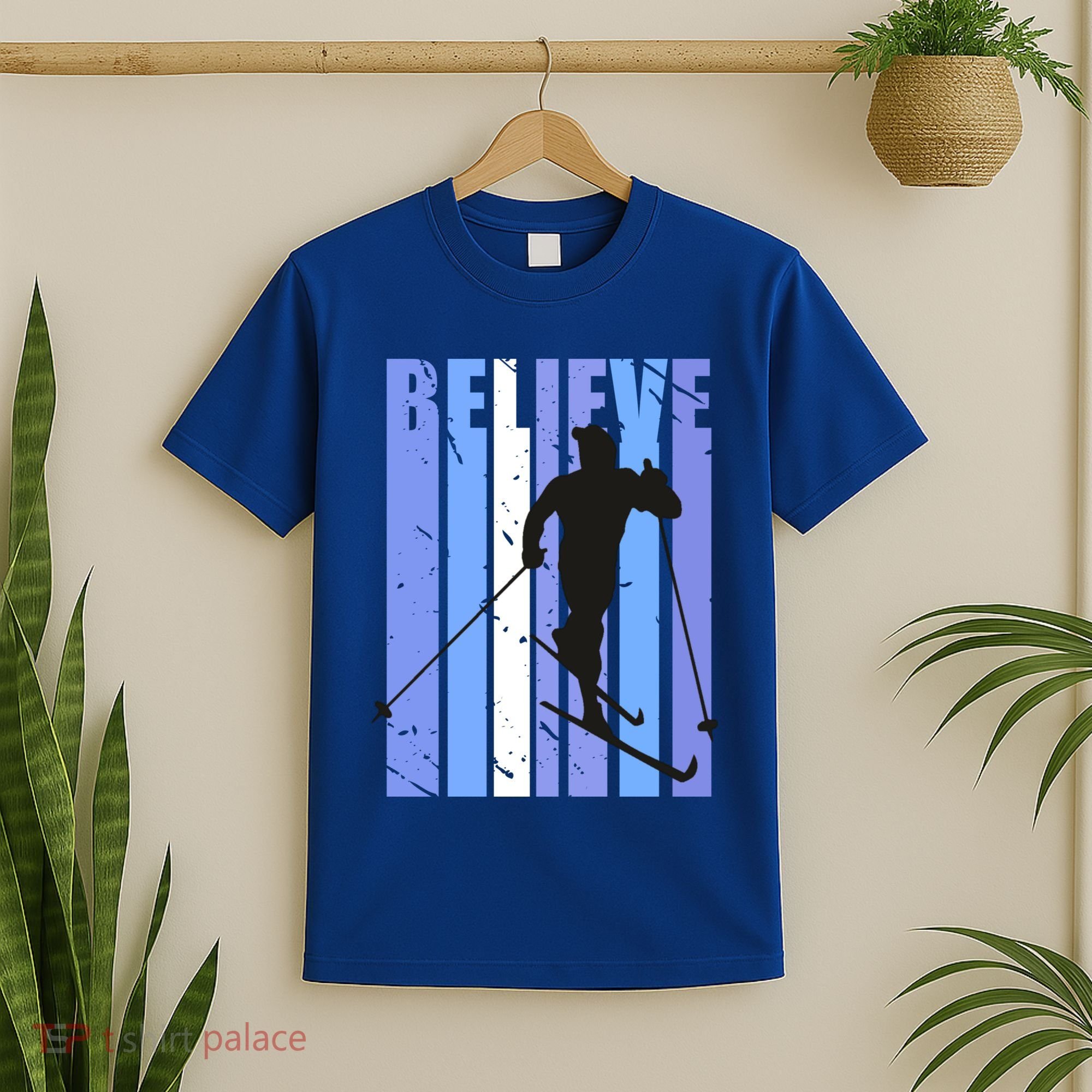 Retro Cross Country Skiing Winter Ice Sports Snow Cute Gift T-Shirt