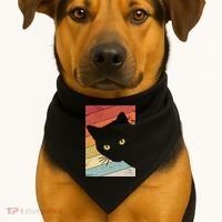 Retro Cat Cool Gift For Kitten Lovers USA-Made Doggie Bandana thumb 1