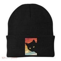 Retro Cat Cool Gift For Kitten Lovers Beanie thumb 0