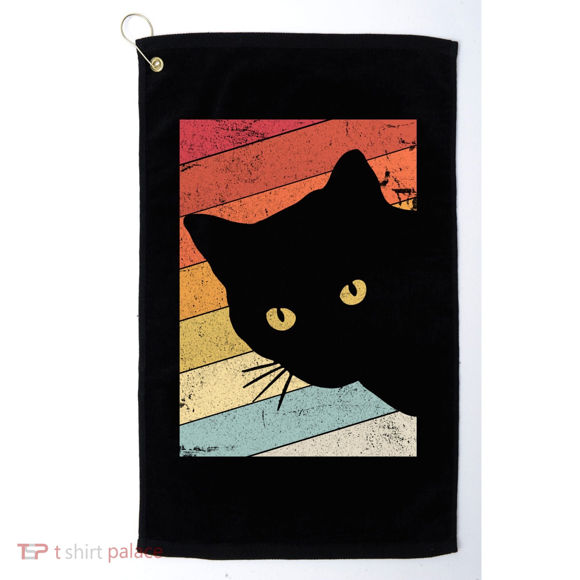 Retro Cat Cool Gift For Kitten Lovers Golf Towel