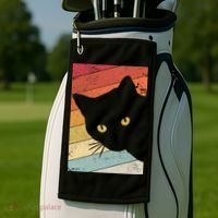 Retro Cat Cool Gift For Kitten Lovers Golf Towel thumb 2