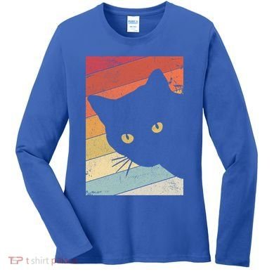 Retro Cat Cool Gift For Kitten Lovers Women's Long Sleeve Shirt