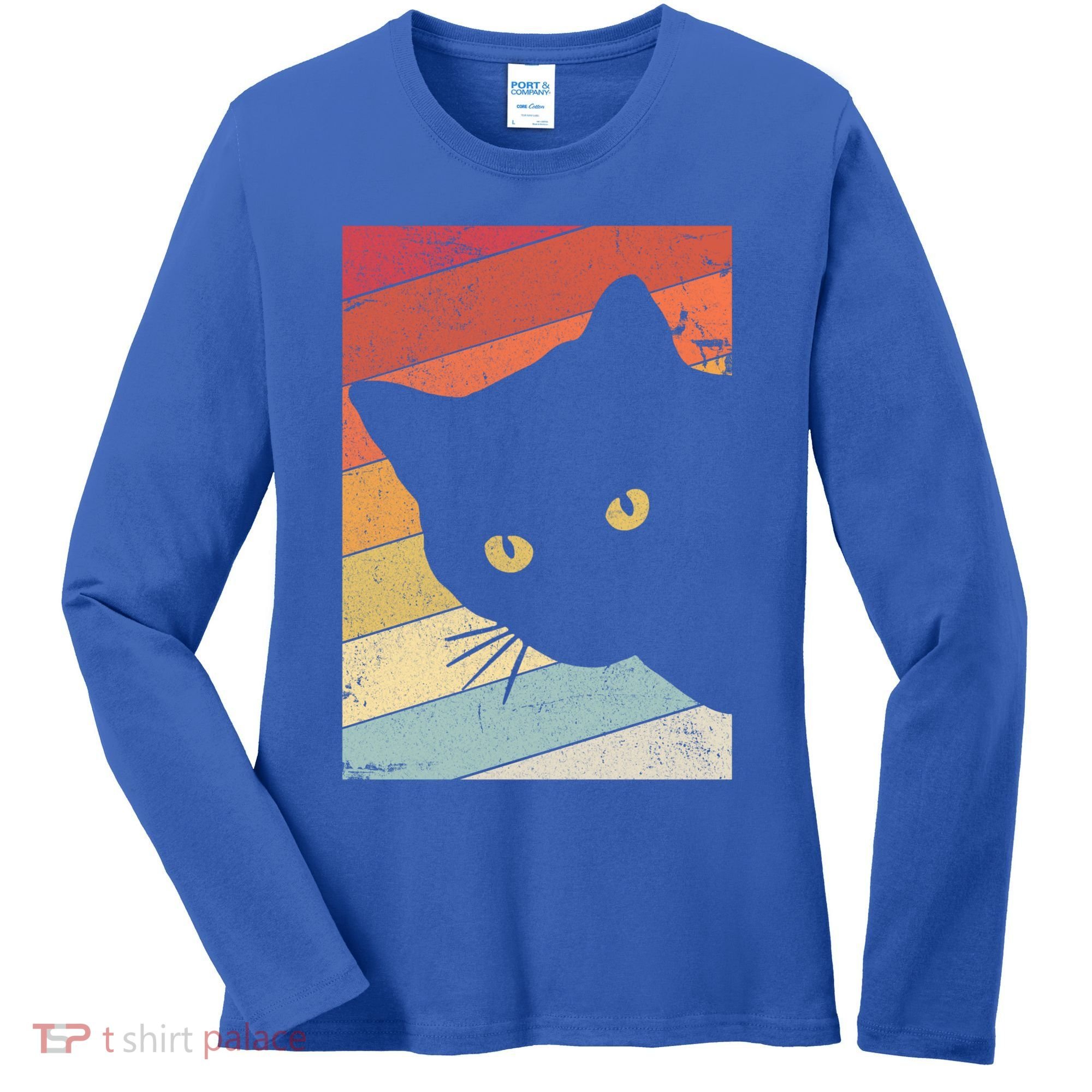 Retro Cat Cool Gift For Kitten Lovers Women's Long Sleeve Shirt