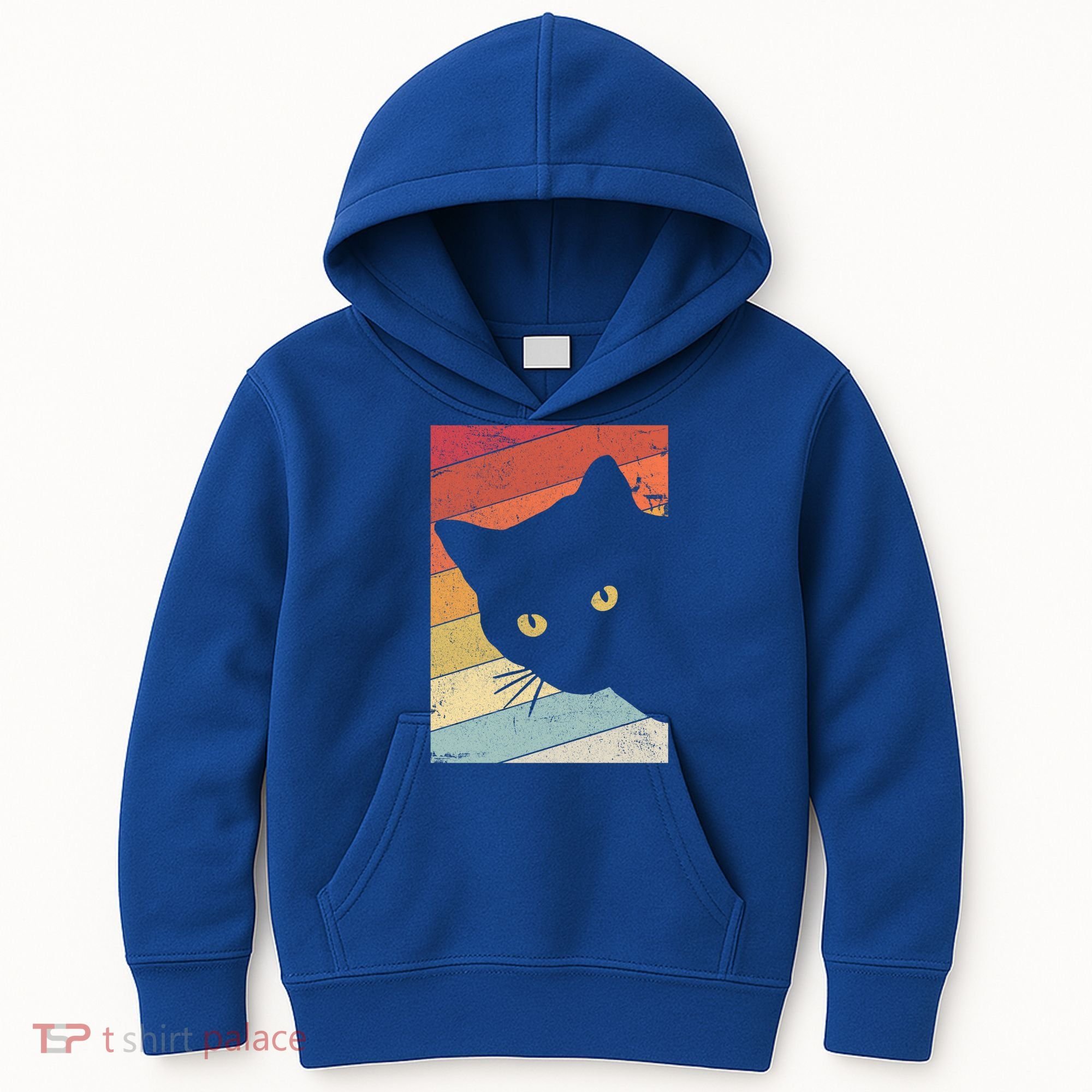 Retro Cat Cool Gift For Kitten Lovers Kids Hoodie