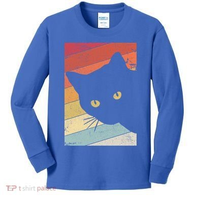 Retro Cat Cool Gift For Kitten Lovers Kids Long Sleeve Shirt