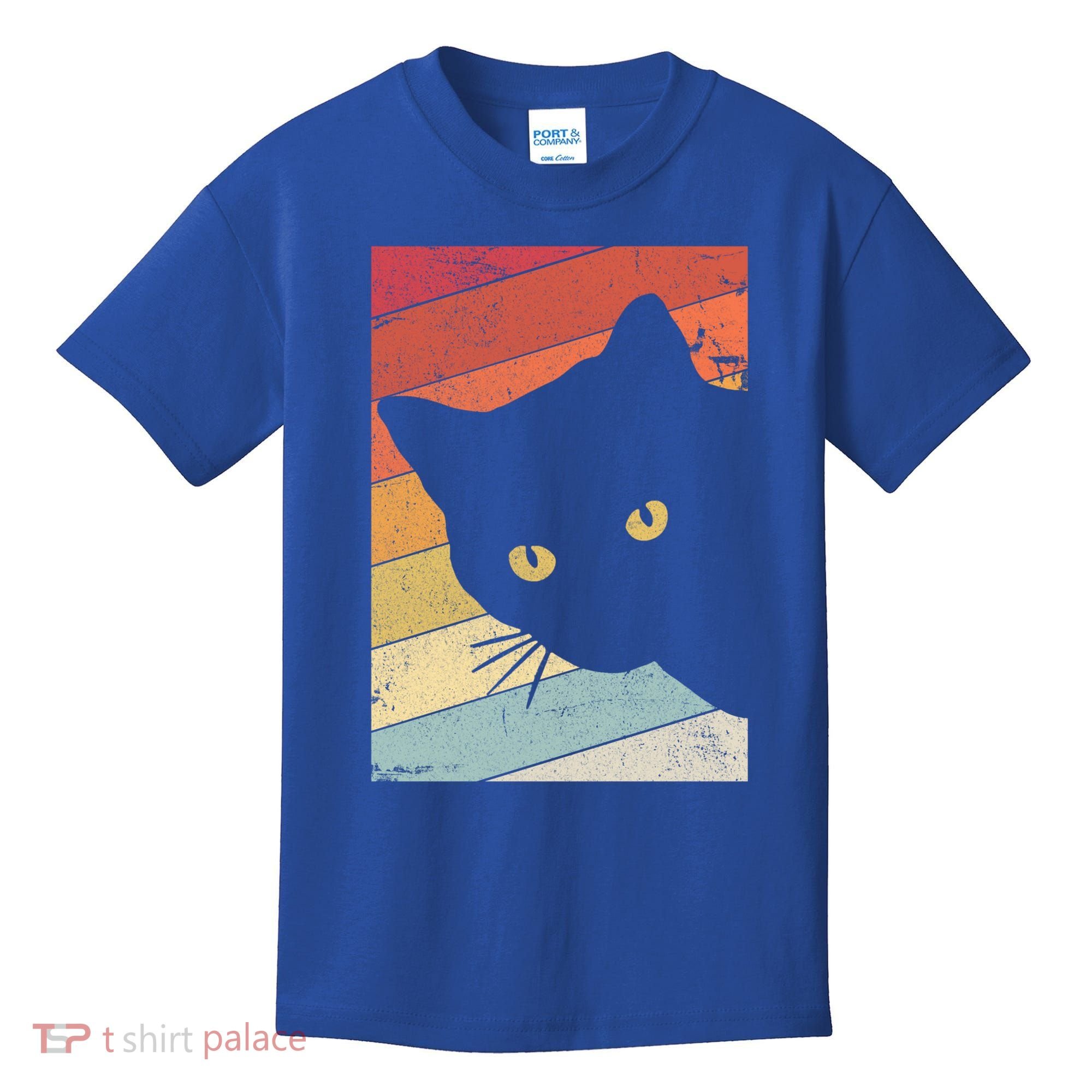 Retro Cat Cool Gift For Kitten Lovers Kids T-Shirt