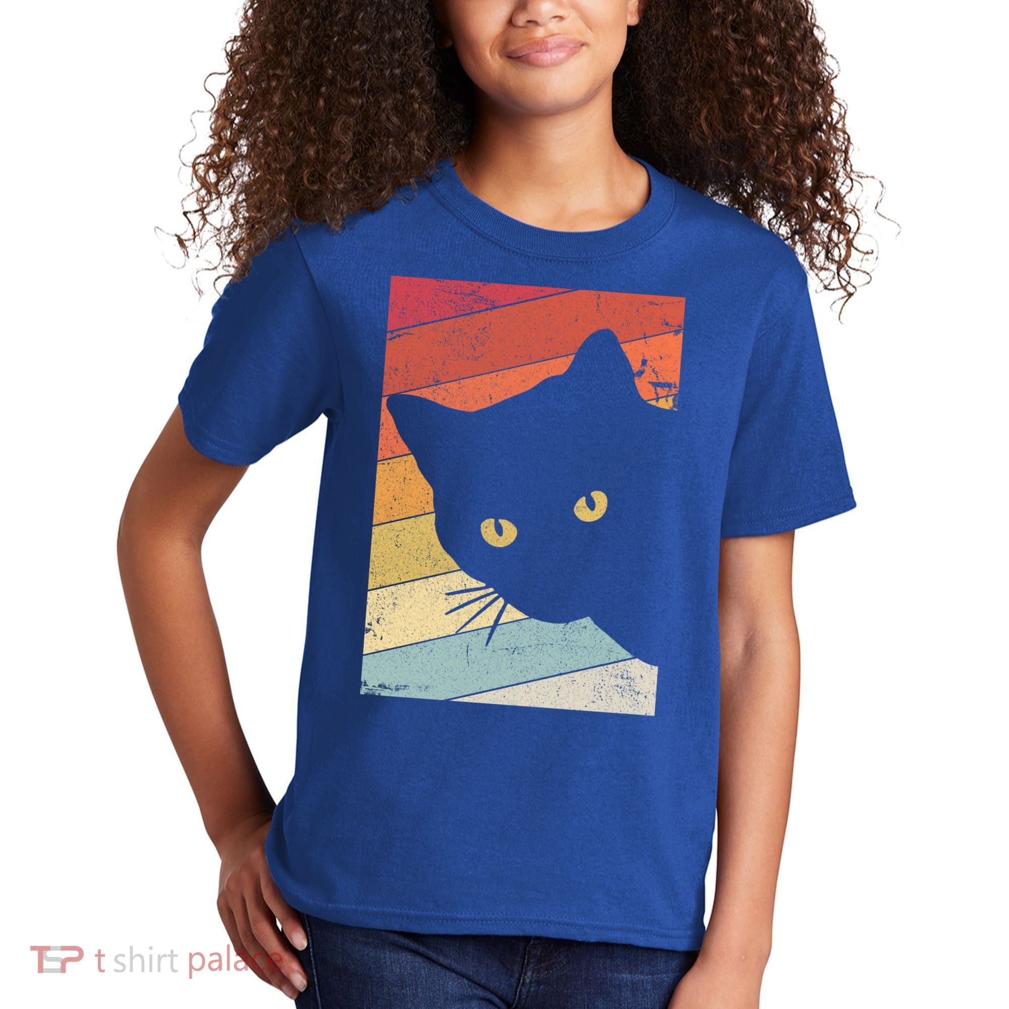 Retro Cat Cool Gift For Kitten Lovers Kids T-Shirt