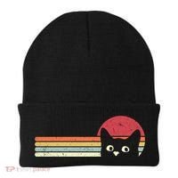 Retro Cat Cool Gift For Kitten Lovers Beanie thumb 0