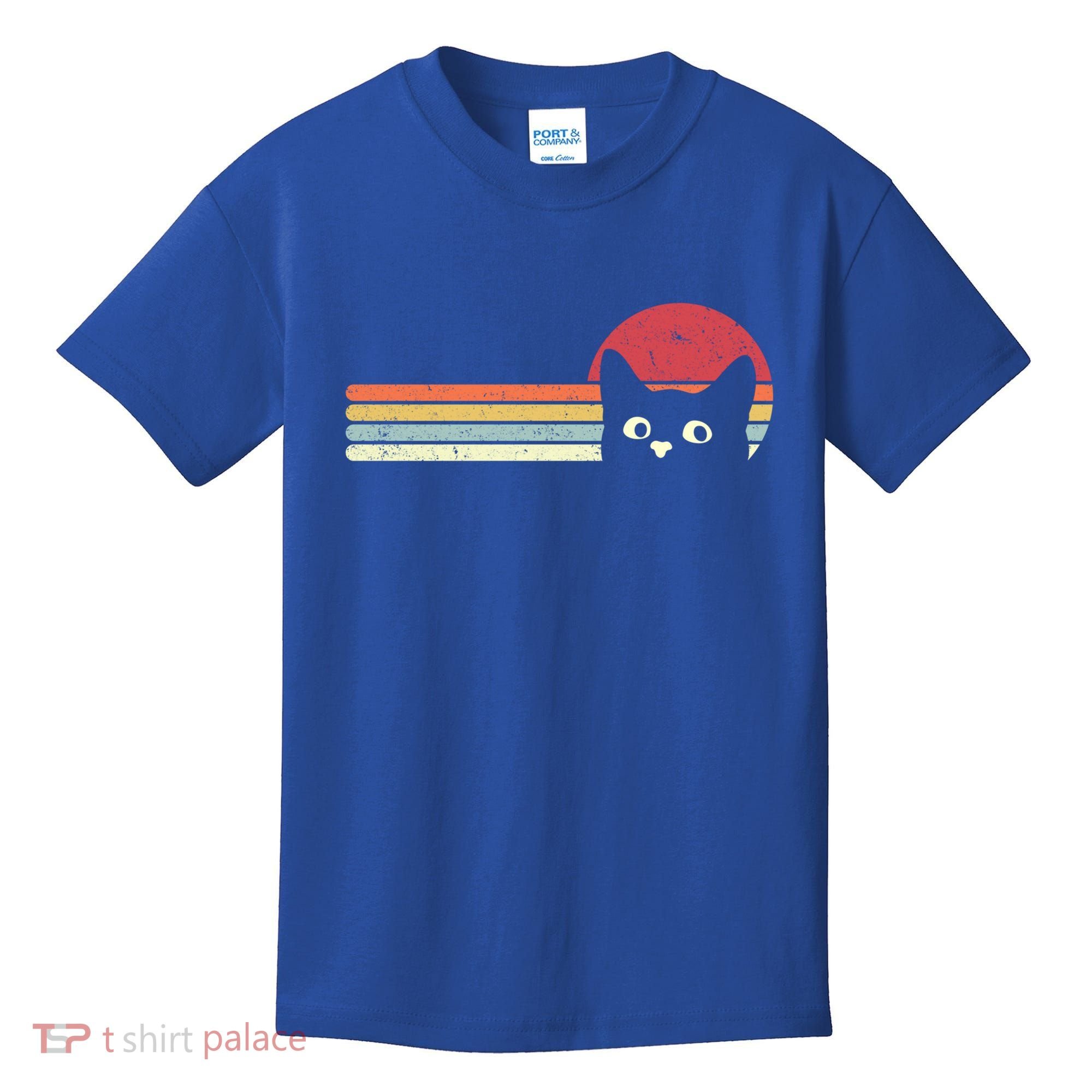 Retro Cat Cool Gift For Kitten Lovers Kids T-Shirt