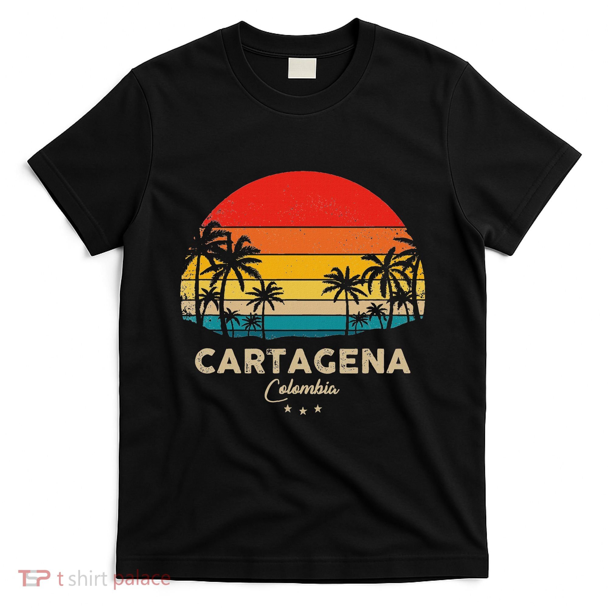 Retro Cartagena Colombia Souvenir Sunset T-Shirt