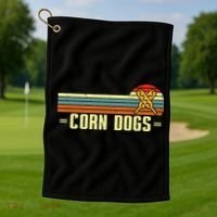 Retro Corn Dogs Make Hot Dogs On Stick Corn Dog Lover Golf Towel thumb 1