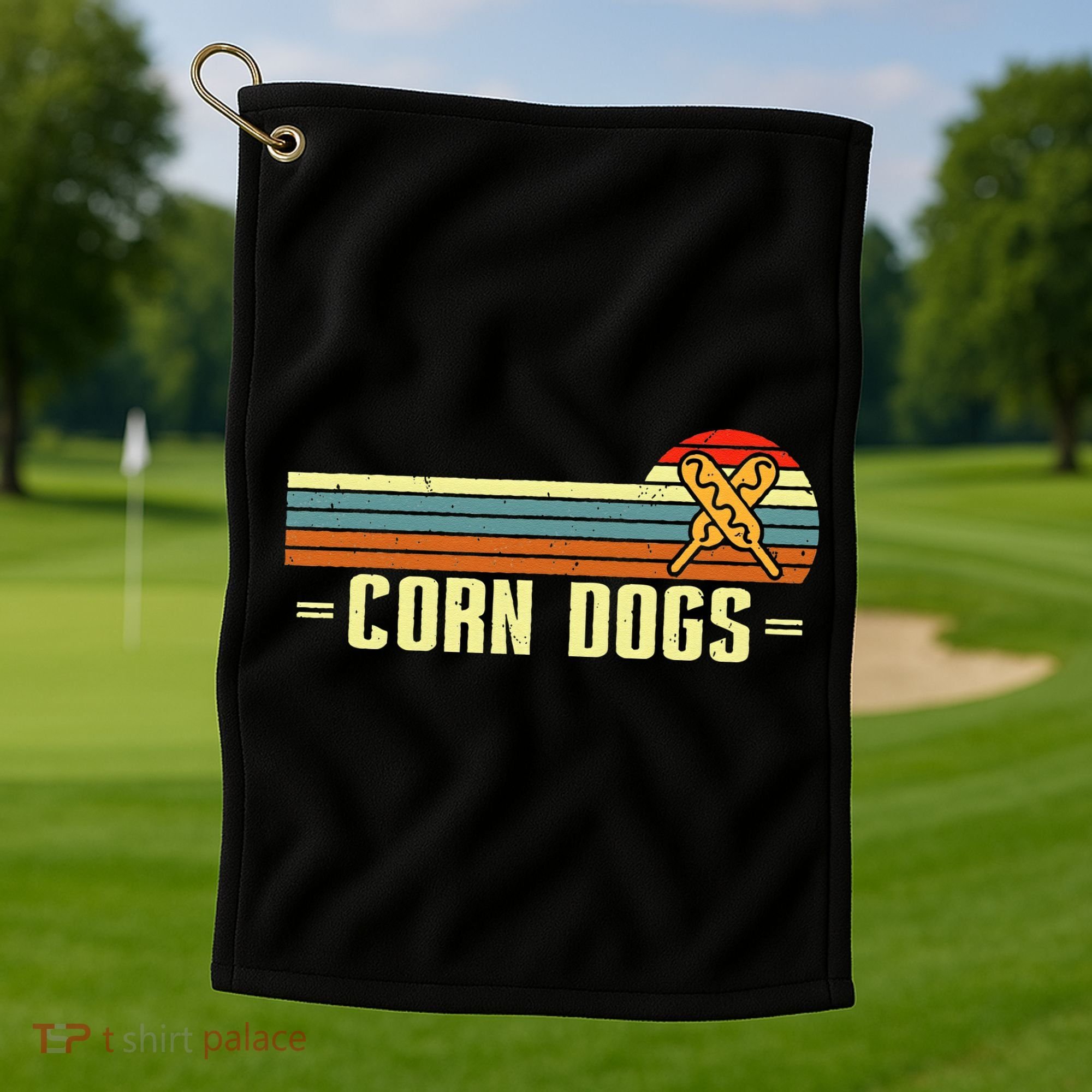 Retro Corn Dogs Make Hot Dogs On Stick Corn Dog Lover Golf Towel