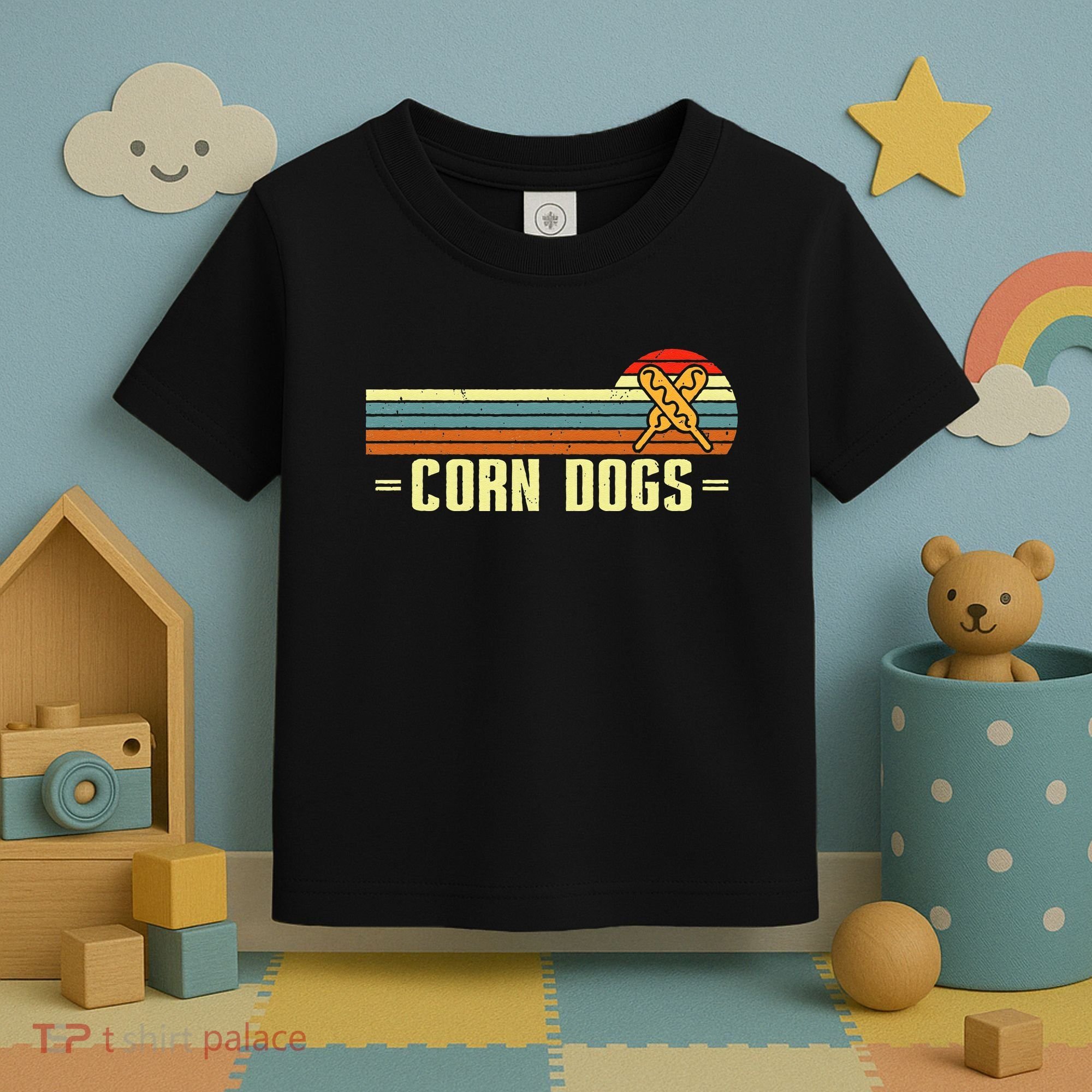 Retro Corn Dogs Make Hot Dogs On Stick Corn Dog Lover Toddler T-Shirt