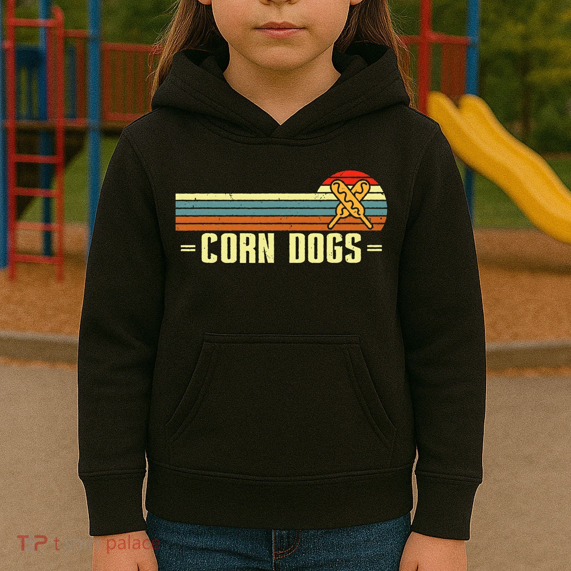 Retro Corn Dogs Make Hot Dogs On Stick Corn Dog Lover Kids Hoodie