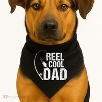 Reel Cool Dad Fishing Themed Graphic USA-Made Doggie Bandana thumb 1
