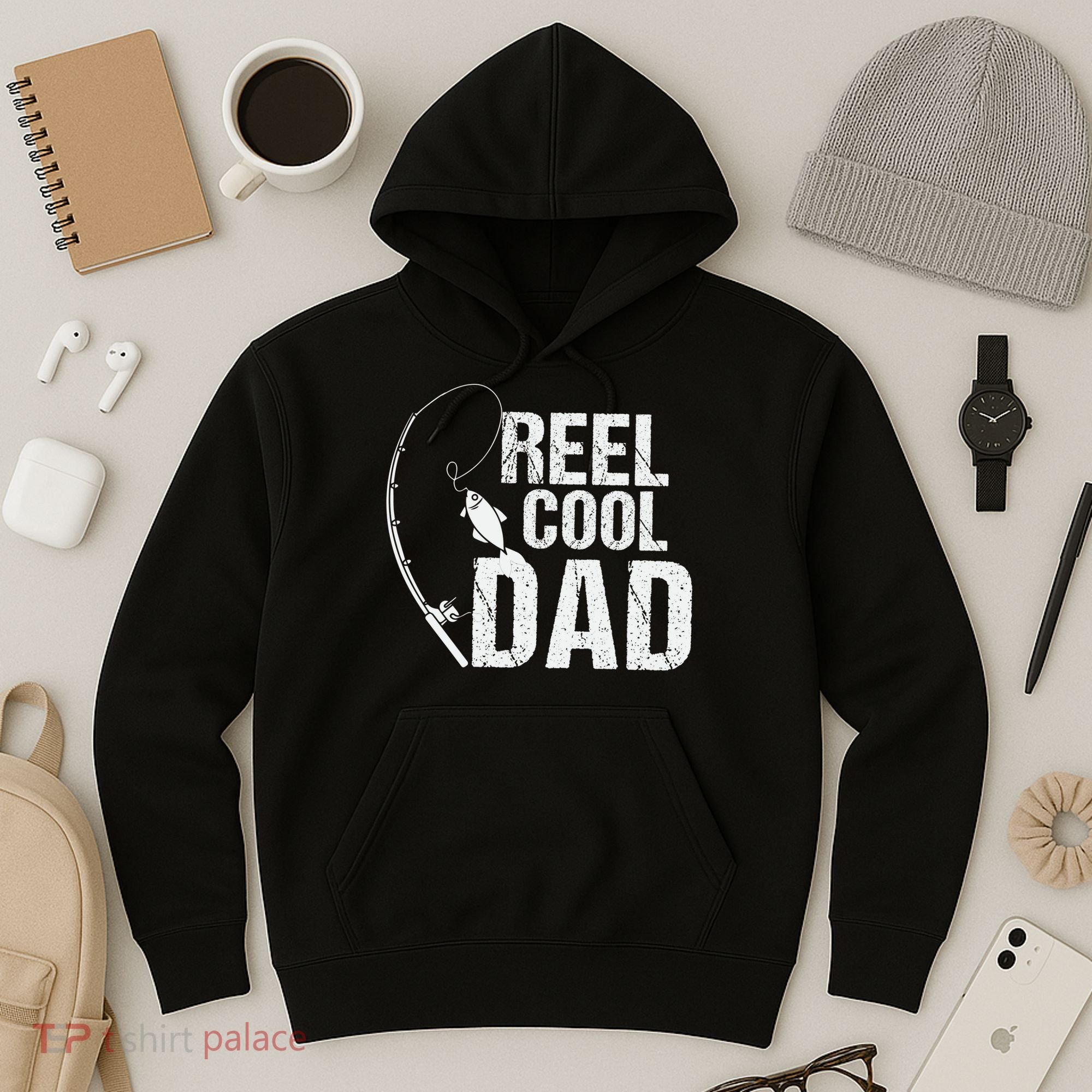 Reel Cool Dad Fishing Themed Graphic Hoodie