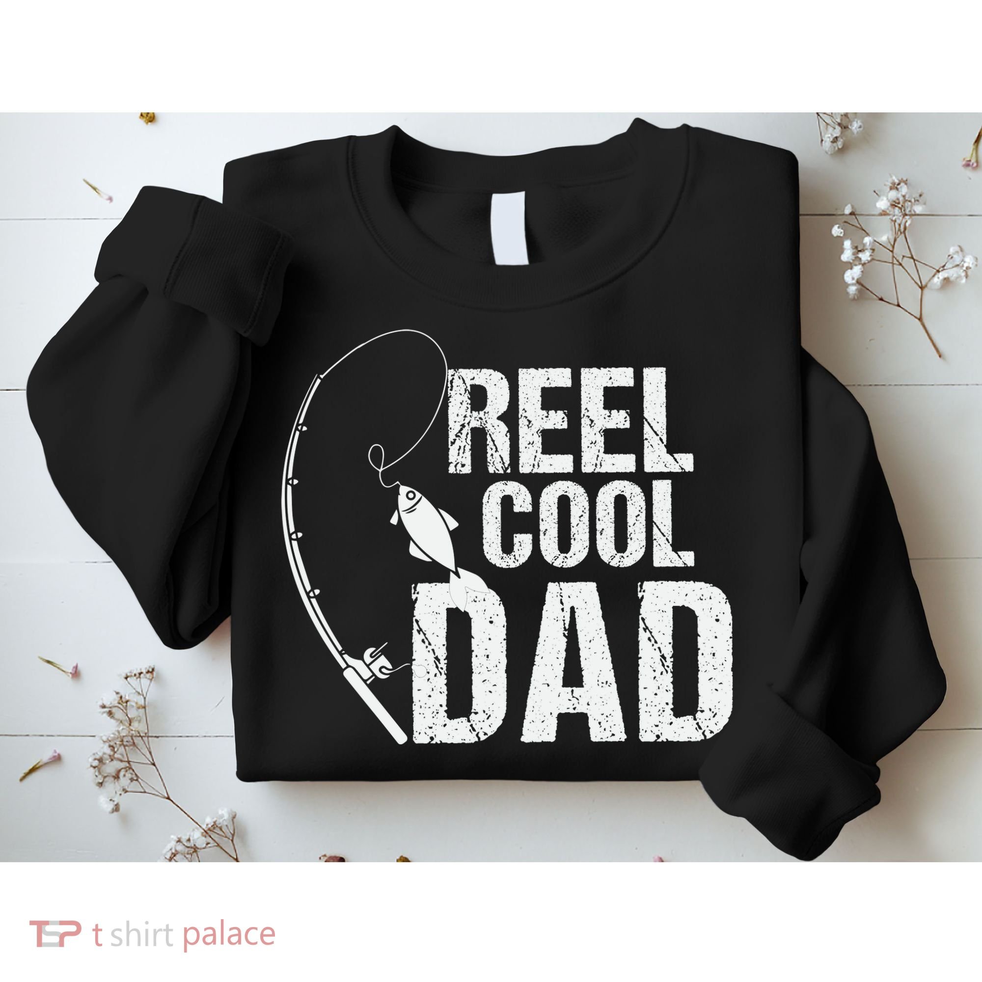 Reel Cool Dad Fishing Themed Graphic Sweatshirt