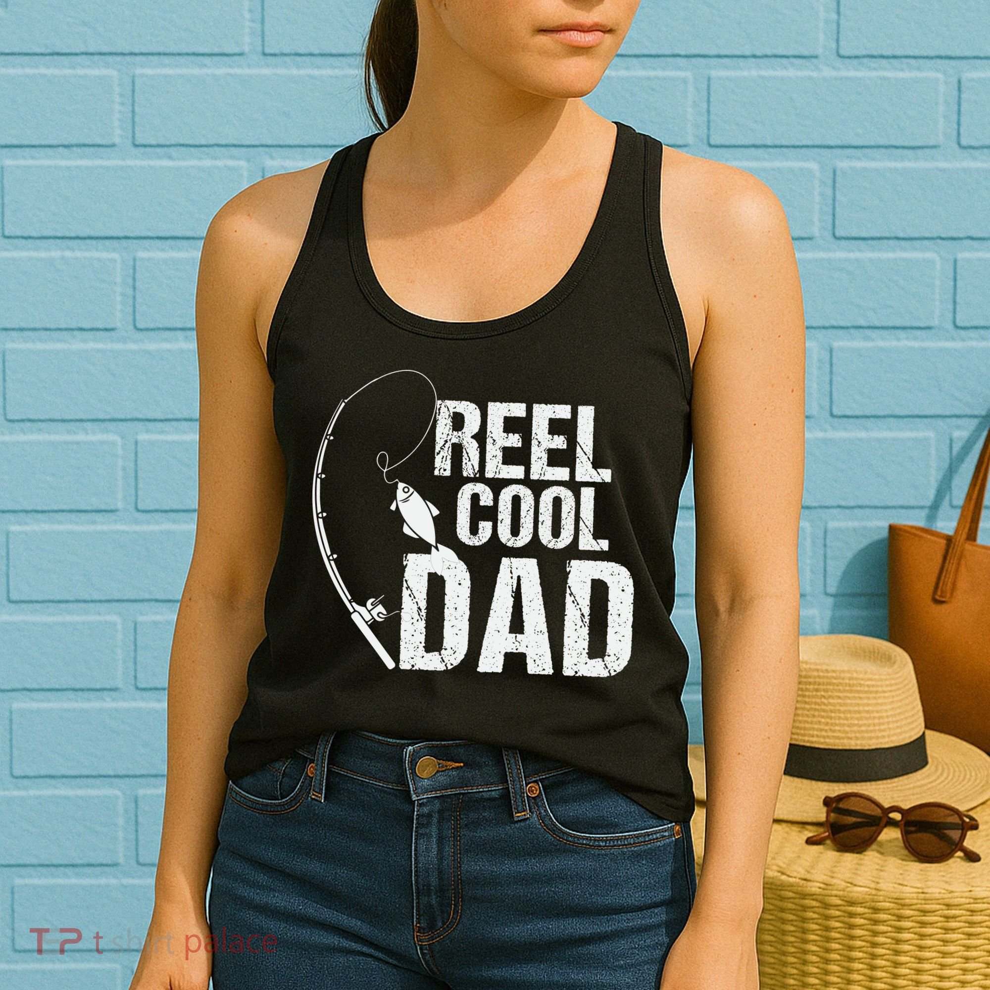 Reel Cool Dad Fishing Themed Graphic Women's Tank Top