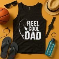 Reel Cool Dad Fishing Themed Graphic Tank Top thumb 4