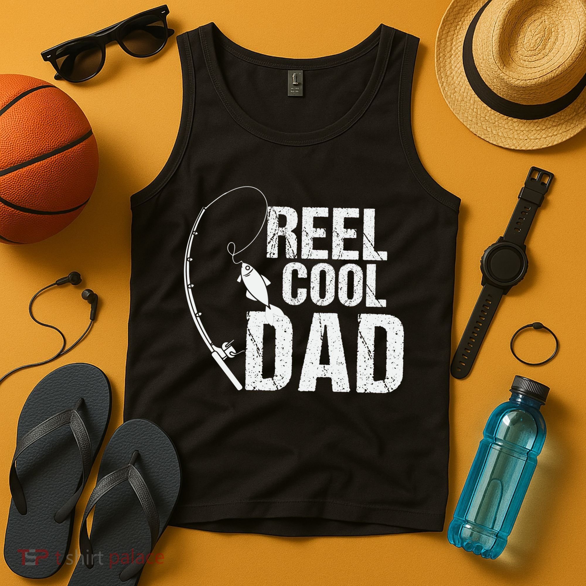 Reel Cool Dad Fishing Themed Graphic Tank Top