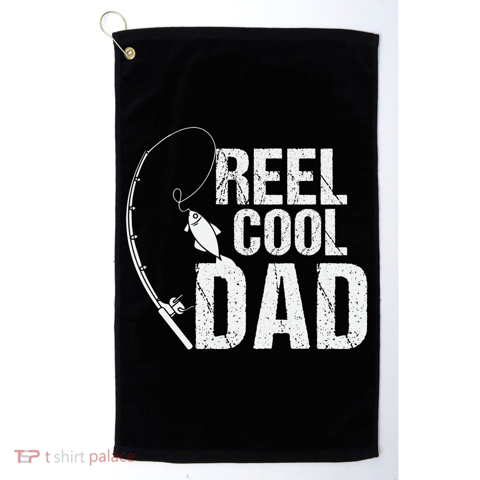 Reel Cool Dad Fishing Themed Graphic Golf Towel
