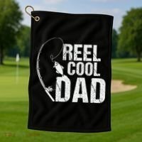 Reel Cool Dad Fishing Themed Graphic Golf Towel thumb 1