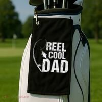 Reel Cool Dad Fishing Themed Graphic Golf Towel thumb 2