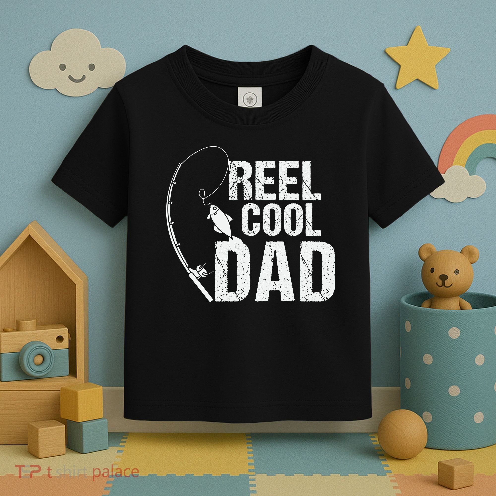 Reel Cool Dad Fishing Themed Graphic Toddler T-Shirt