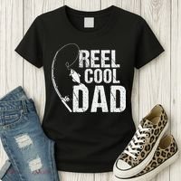 Reel Cool Dad Fishing Themed Graphic Women's T-Shirt thumb 3
